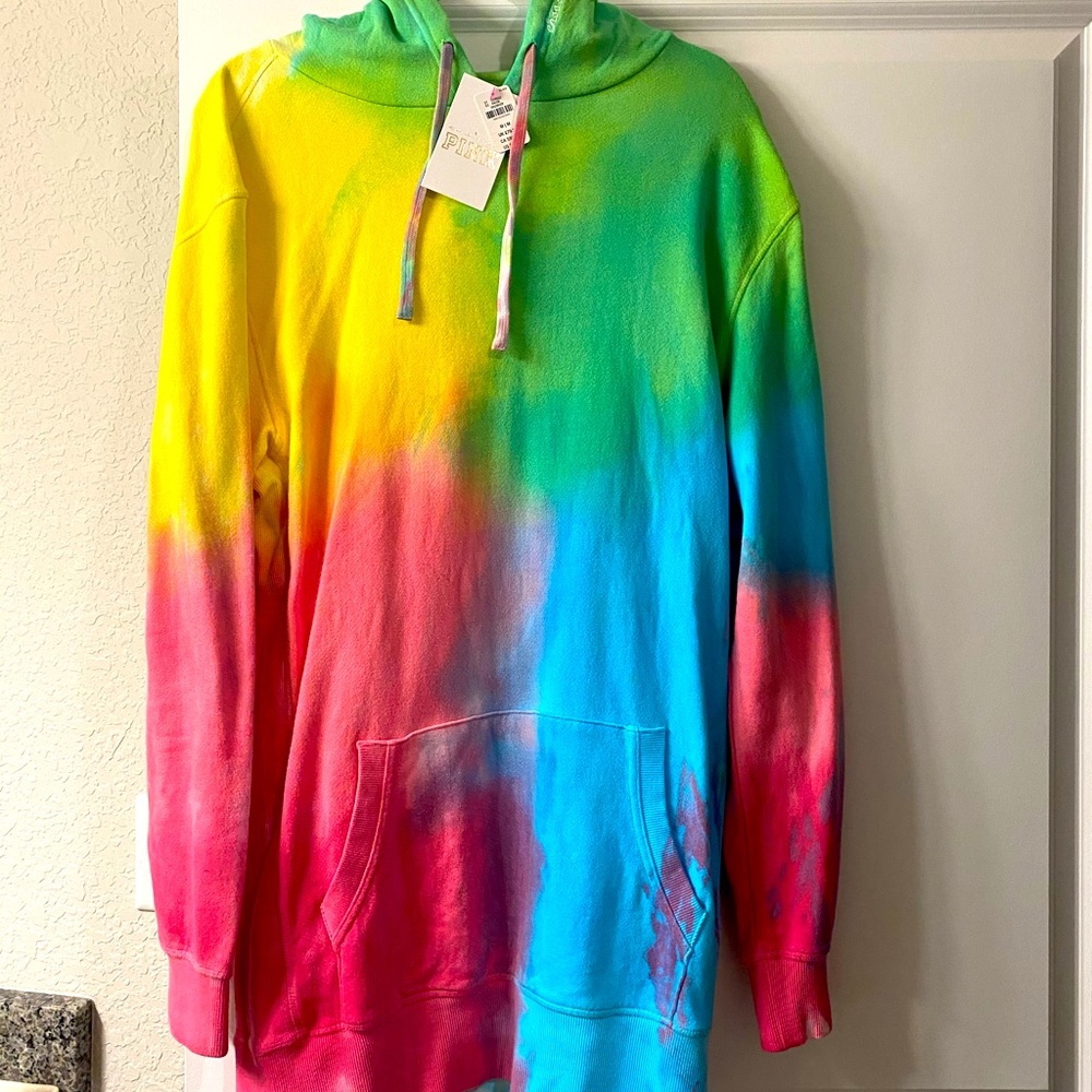 Pink Tie-Dye Sweatshirt Dress